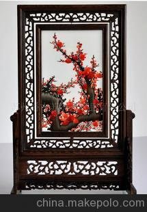 蘇繡擺件屏風(fēng)，雙面繡臺(tái)屏，手工藝裝飾品圖片
