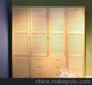 金玉茗香實(shí)木松木家具四門三抽百葉衣柜臥室時(shí)尚推拉門衣櫥夢(mèng)庭圖片