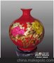 麦秆画陶瓷花瓶，瓷花万年红，中国红工艺品，景德镇工艺品批发