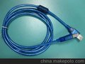 USB 2.0延长数据线透明蓝,单磁环