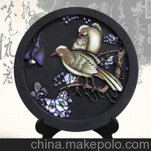 德元產(chǎn)品圓形擺件帶底座-雙鳥燕子圖片