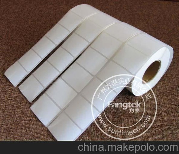 廠家生產(chǎn) PET亮白標簽紙 防水防撕條碼紙40*30*2000張圖片