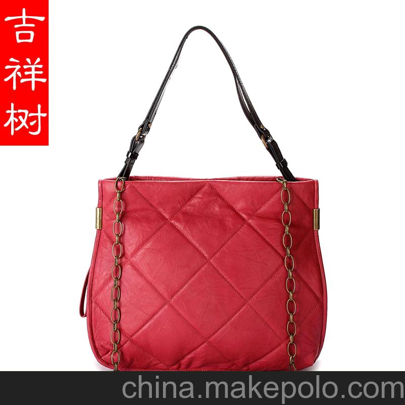 供應批發LANVIN BAG 歐美時尚菱格紋鏈條單肩包斜挎包 羊皮包包