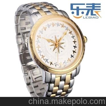 CASIMA香港卡斯曼炫民族風(fēng)男士手表復(fù)古表正品間金鋼帶GX-101圖片