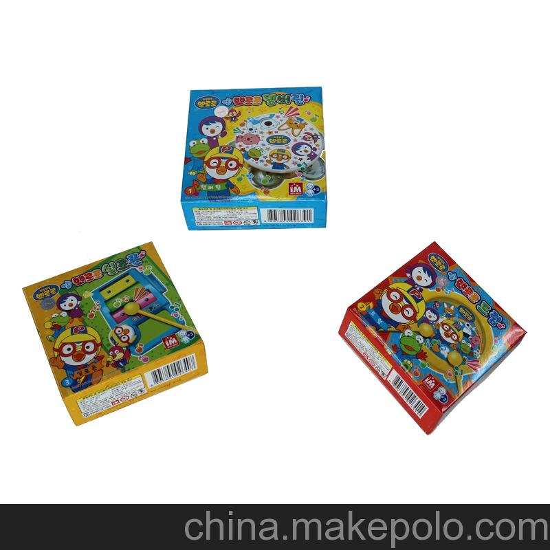韓國PORORO企鵝音樂三件套 琴-鼓-搖鈴 3-6月嬰兒搖鈴 外貿(mào)玩具