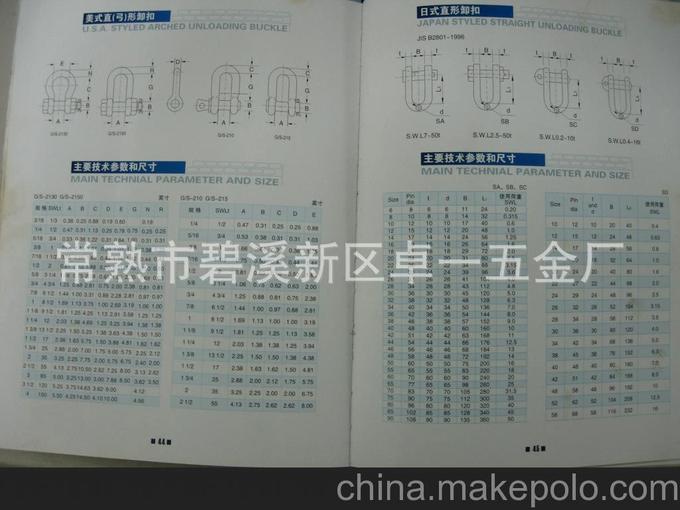 供應(yīng)日式Ｄ型卸扣（ＳＡ，ＳＢ，ＳＣ，ＳＤ型）JIS B2801-1996圖片