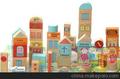英國 50粒城市情景積木 木制兒童益智玩具 附11張圖卡