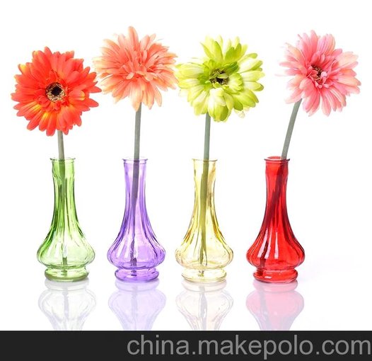 彩色透明玻璃花瓶 批發(fā)水培玻璃花器 玻璃花瓶 玻璃瓶 家居裝飾圖片
