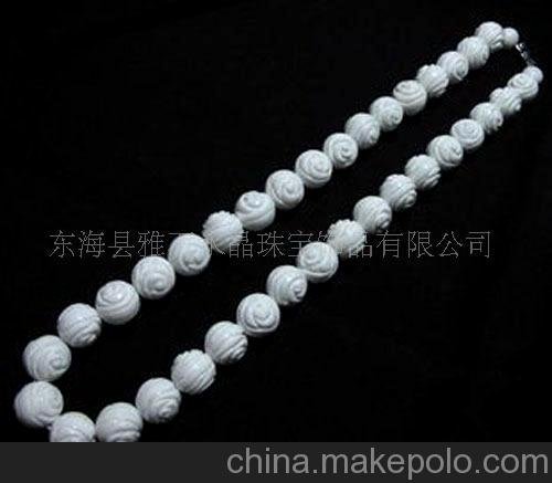 天然深海貝殼硨磲蓮花10MM項鏈，天然水晶，水晶批發(fā)圖片