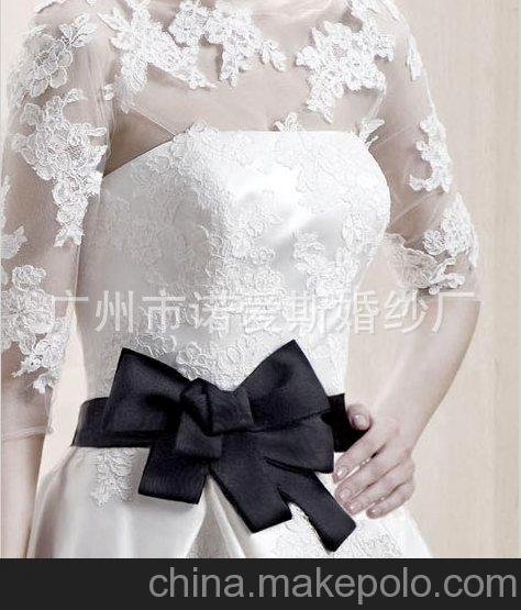 廣州婚紗廠批發定做Enzoani新款中袖法國蕾絲拖尾婚紗  YS309
