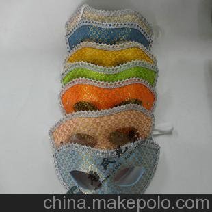 派對(duì)化妝晚會(huì)舞會(huì) 彩繪半臉面具 平頭花邊多色 個(gè)性花邊面具批發(fā)圖片