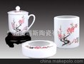 METIS厂家供应陶瓷典雅文具,花鸟陶瓷文具订做批发,高档赠送礼品