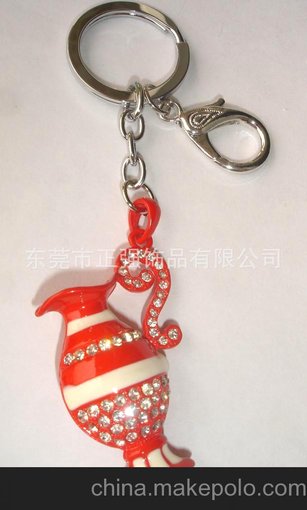 專業(yè)供應(yīng)精美飾品 小花貓合金鑰匙圈 不銹鋼櫻桃鑰匙扣、圖片
