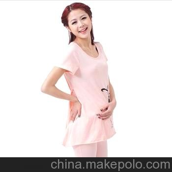供應(yīng)春夏新款孕婦套裝 韓版休閑孕婦服裝小魔女印花家居套裝0259圖片