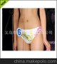 女士无缝Bikini时尚紧身舒适低腰彩色印花三角裤