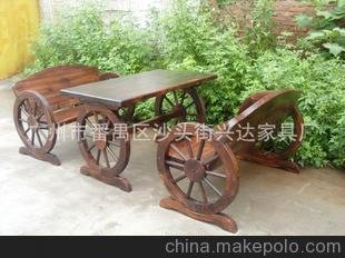 廣東興達(dá)家具廠直銷防腐木碳化木桌椅/戶外桌椅碳化木/車輪桌椅圖片