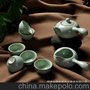 厂家直销 汝窑手柄茶具套装精品功夫茶具汝瓷开片8头手柄茶具套装