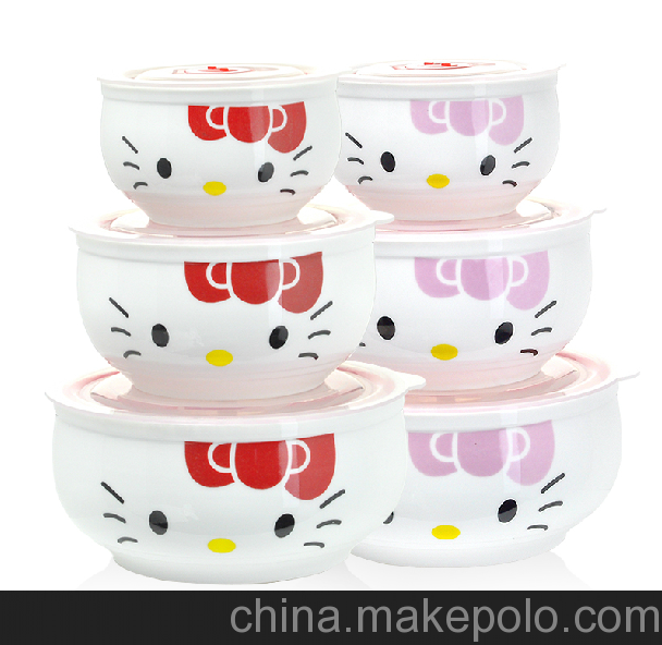 供應千順 hello kitty 時尚卡通保鮮碗