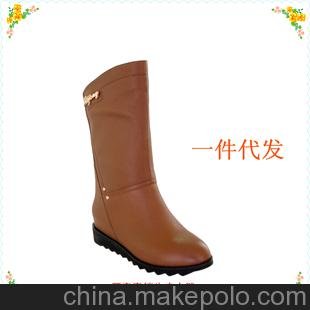 廠家直銷牛皮女靴 2012加厚內(nèi)增高牛皮女靴 秋冬新款坡跟牛皮女靴圖片