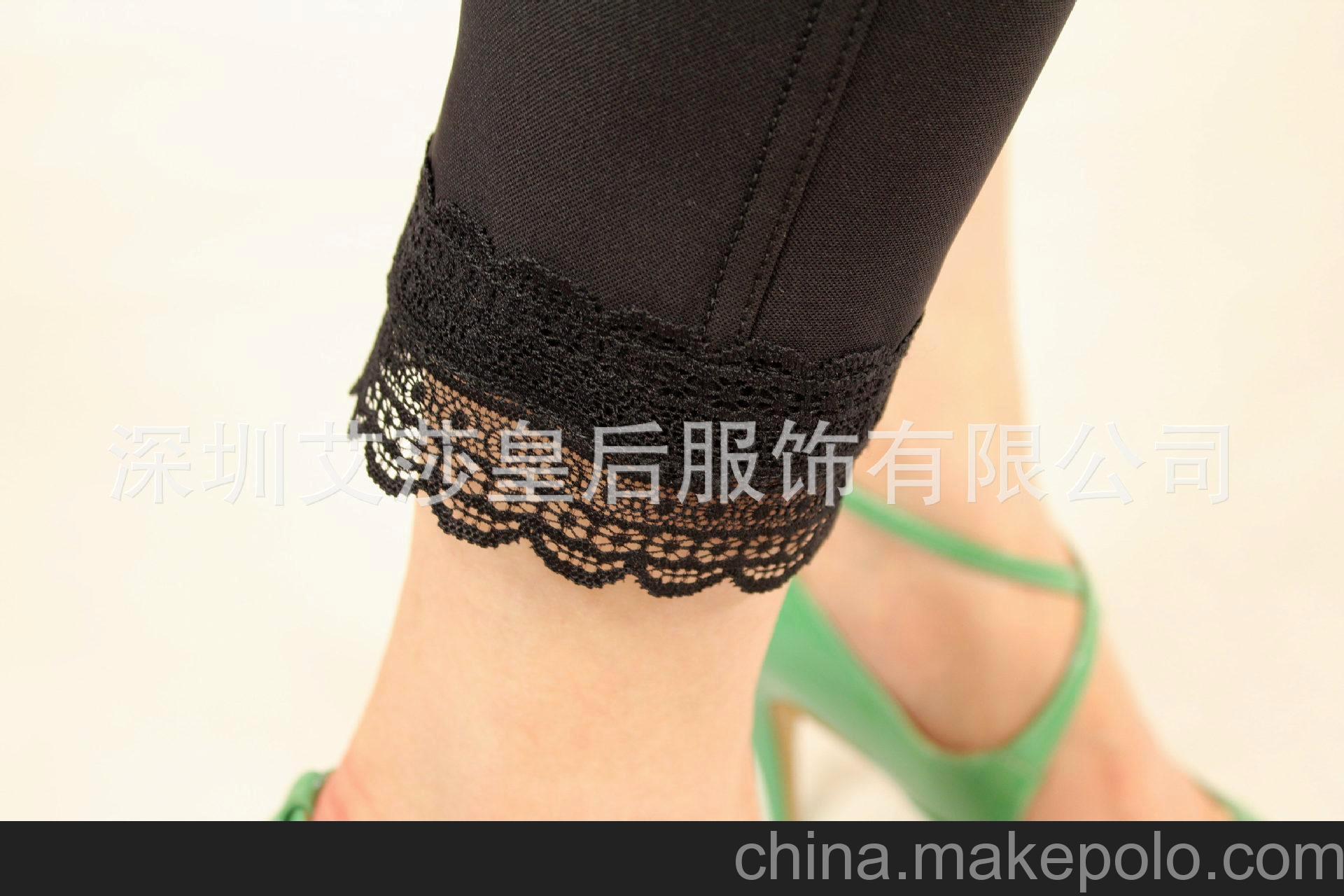 2013夏季OL新款花瓣蕾丝边高弹轻柔七分可外穿女裤