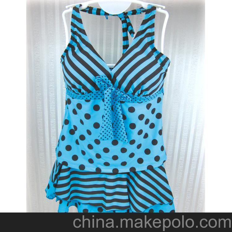 正品卓诗琳泳装波点蝴蝶结分体裙式女士泳装批发