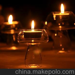 mxmade纯手工制作 玻璃蘑菇烛台 欧式、婚庆、烛台