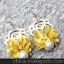满包邮欧美饰品同款VIVI复古珍珠花耳环 无耳洞