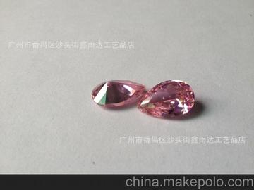 梧州锆石厂供应8*12梨形粉红锆石 戒面 宝石工艺品