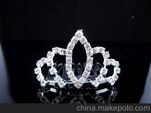 K8 甜美可爱镶钻皇冠发梳 满钻皇冠插梳 公主、结婚、新娘头饰